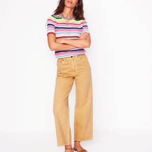 High Rise Straight Crop Jeans-Buttermilk Yellow