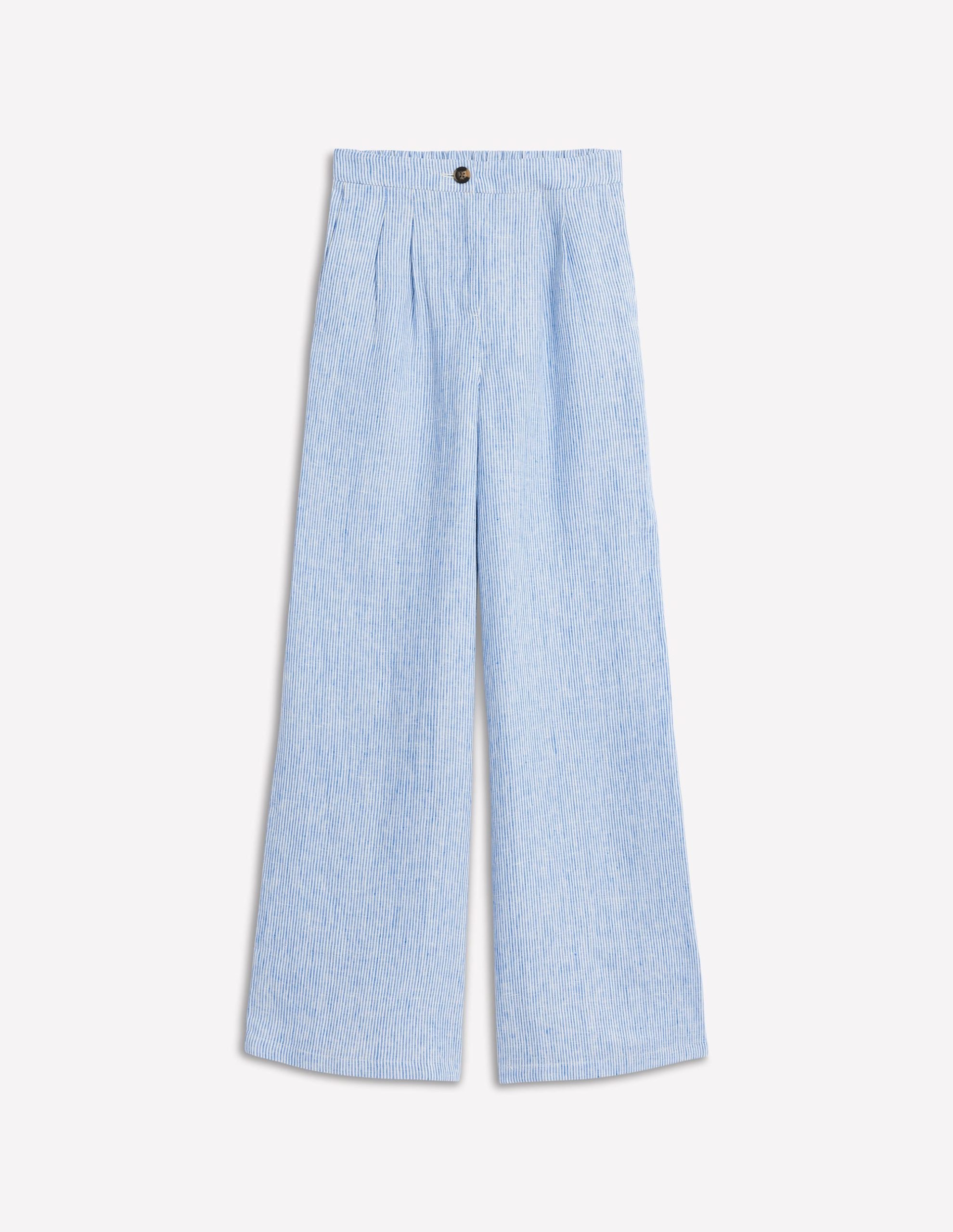 Dulwich Linen Pants-Kingfisher Blue Fine Stripe - Image 9
