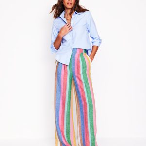 Dulwich Linen Pants-Bright Rainbow Stripe