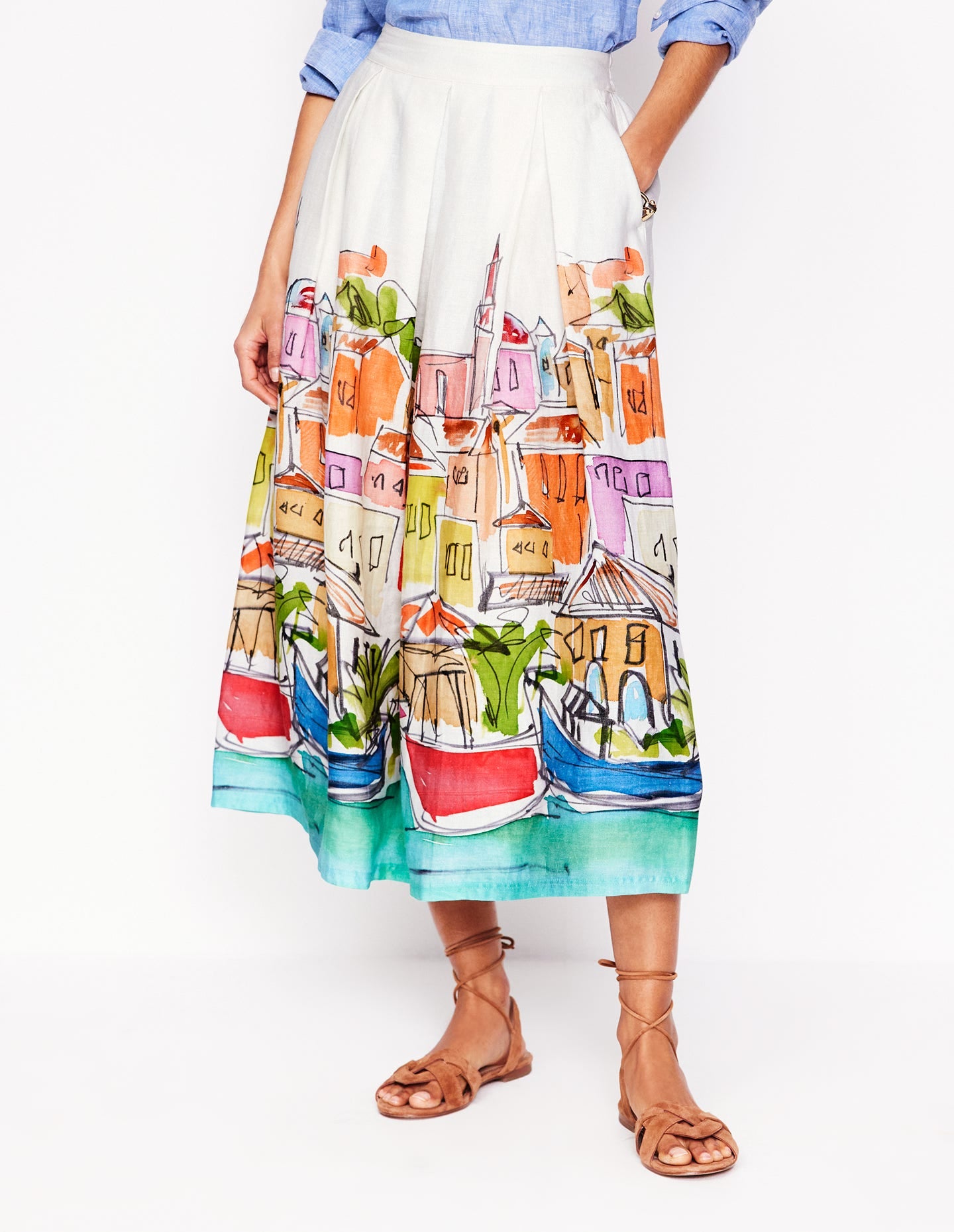Verity Linen Midi Skirt-Multi. Rainbow Village - Image 4