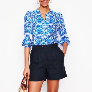 Dulwich Linen Shorts-Navy