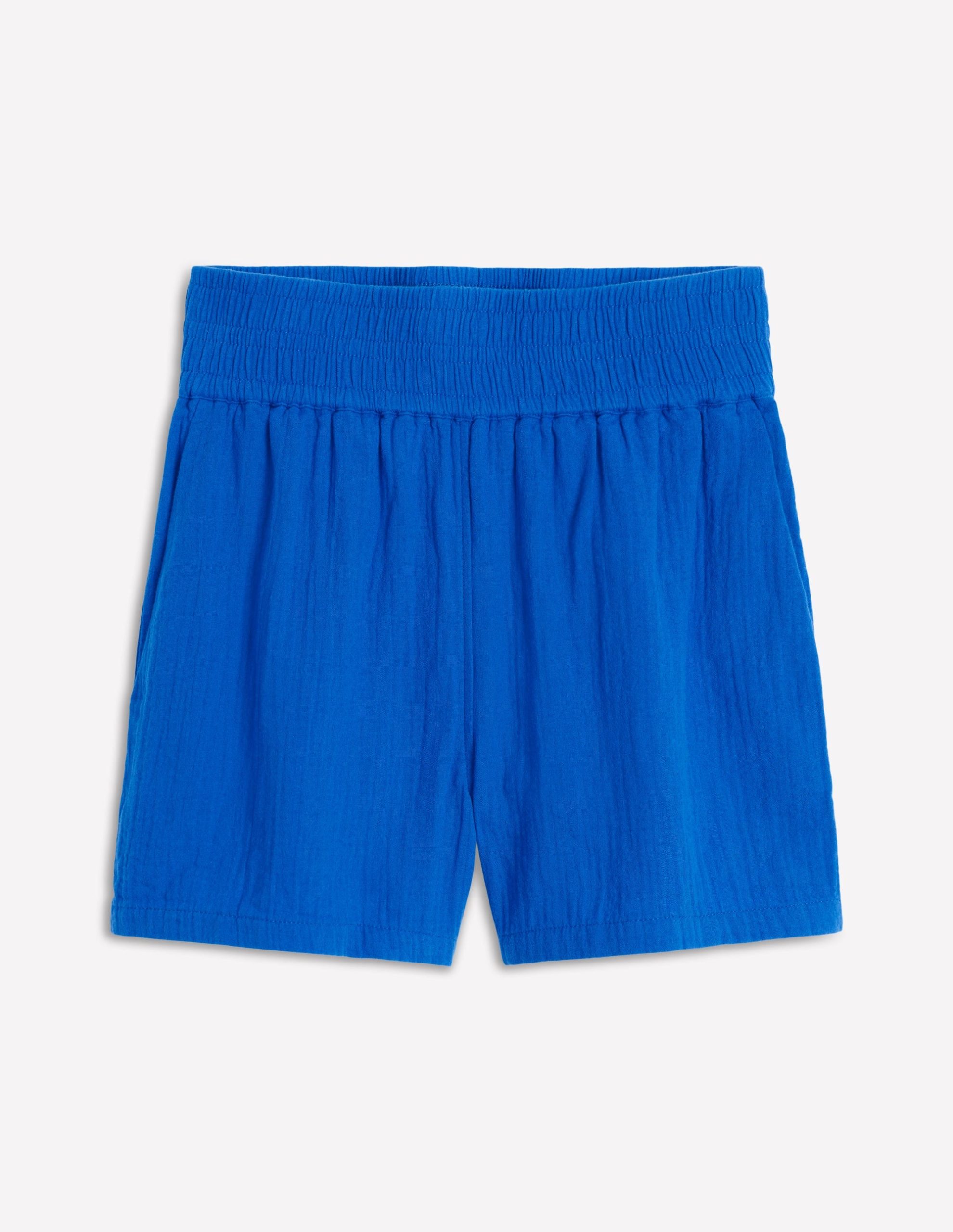 Smocked Double Cloth Shorts-Gallery Blue - Image 5