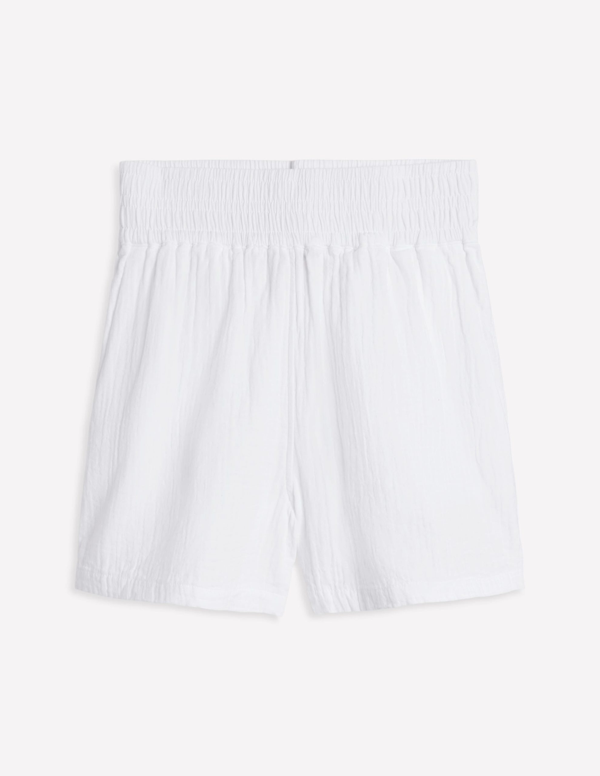 Smocked Double Cloth Shorts-White - Image 7