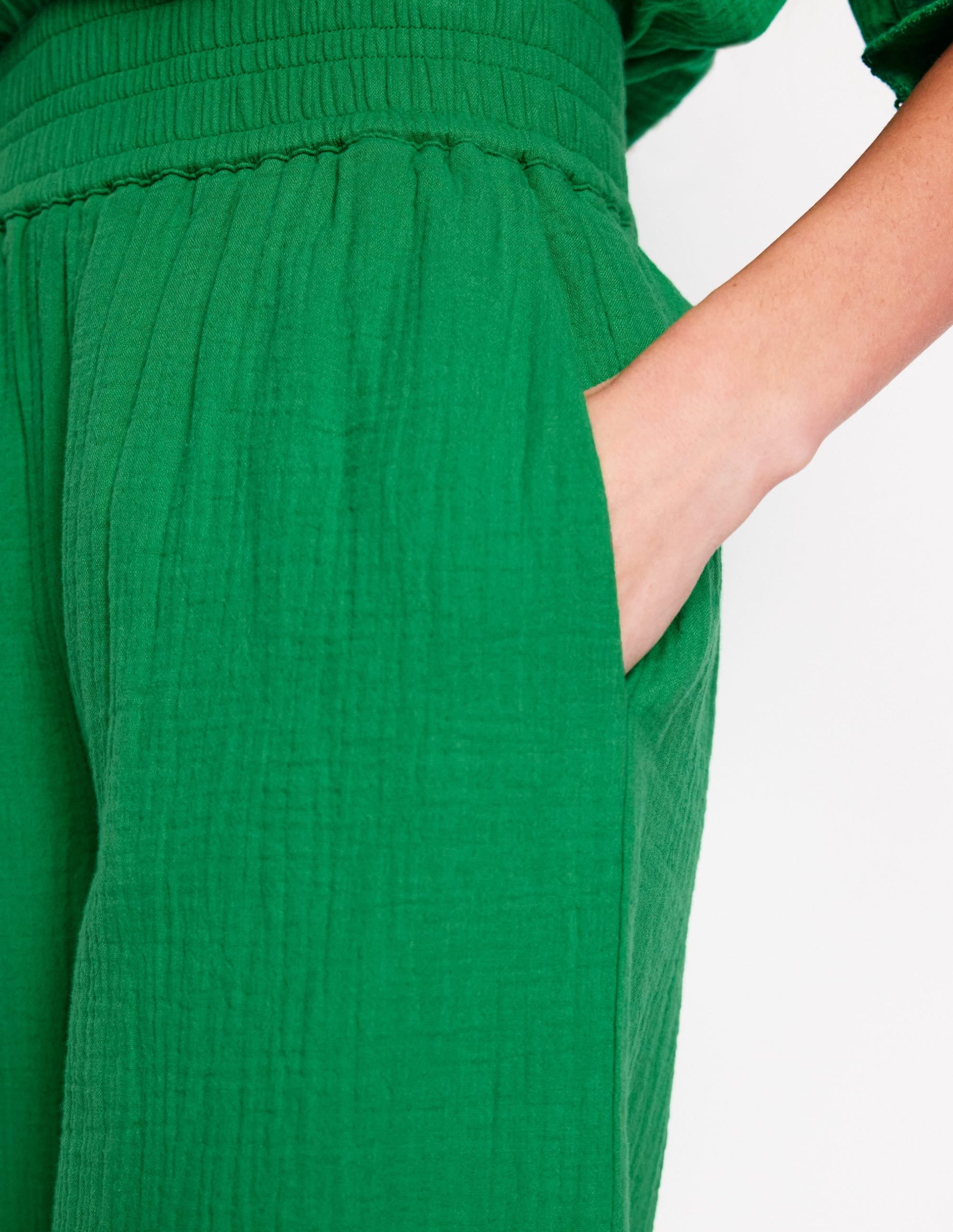 Cropped Double Cloth Pants-Sapling Green - Image 5
