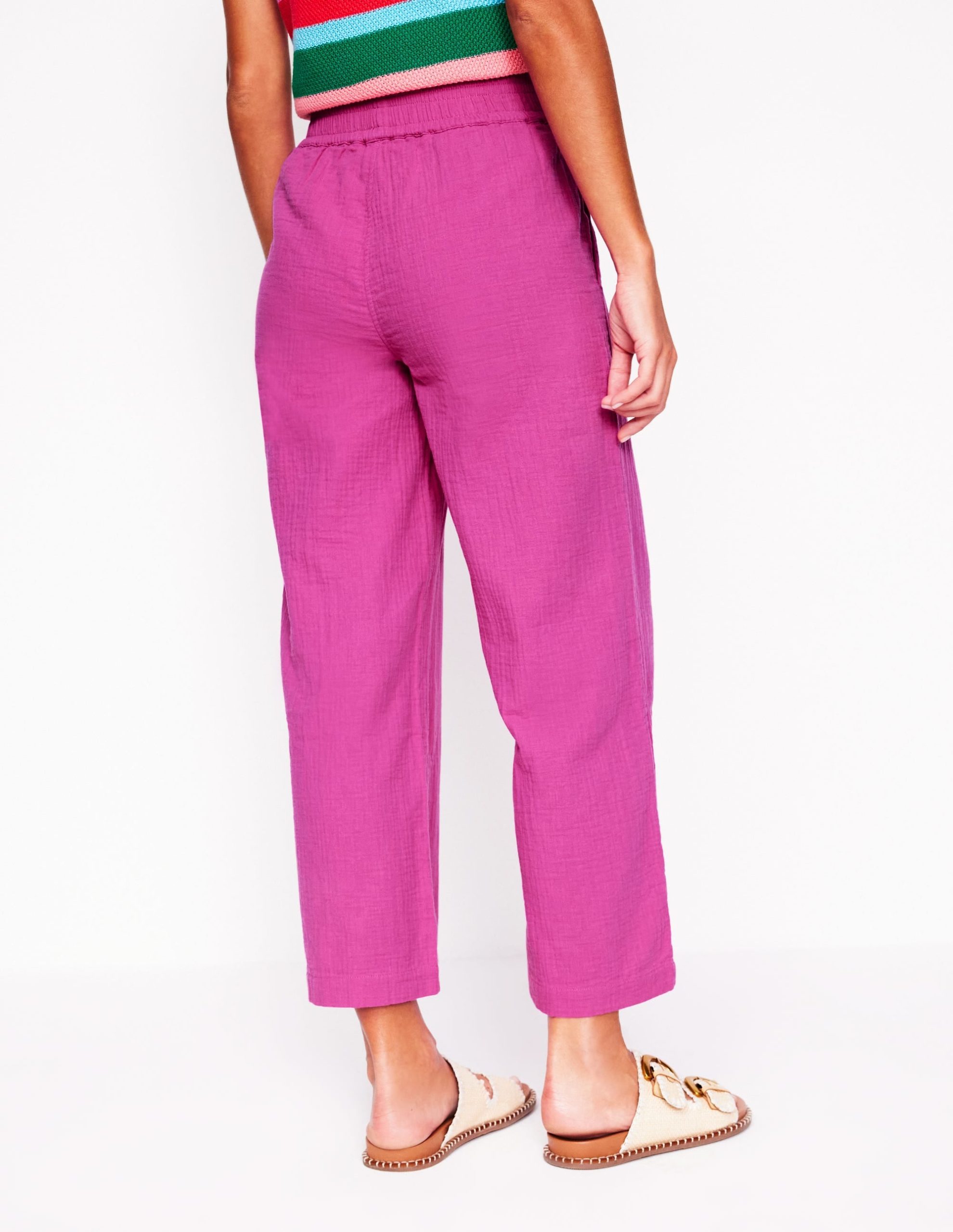Cropped Double Cloth Pants-Cosmos Pink - Image 3