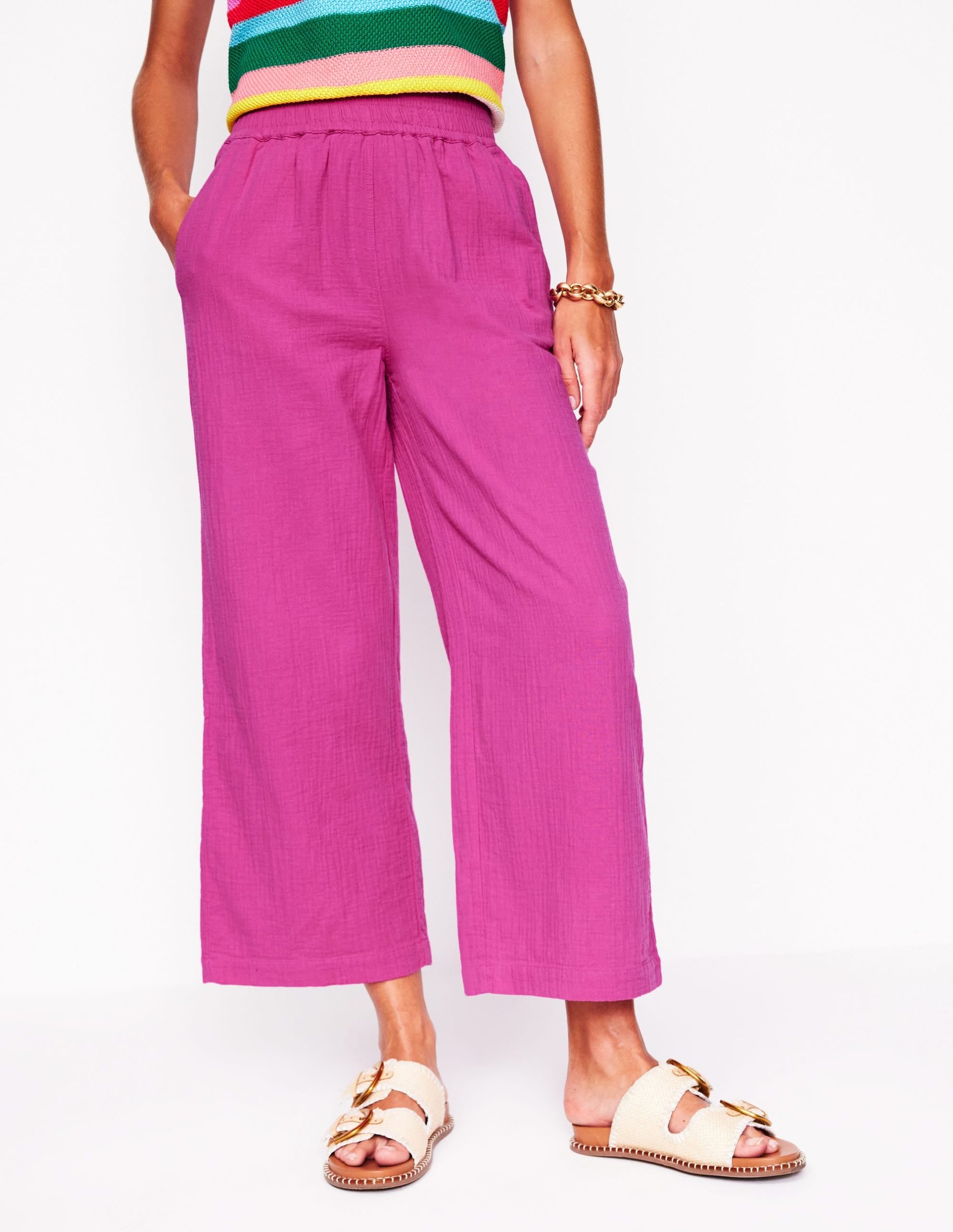 Cropped Double Cloth Pants-Cosmos Pink - Image 4