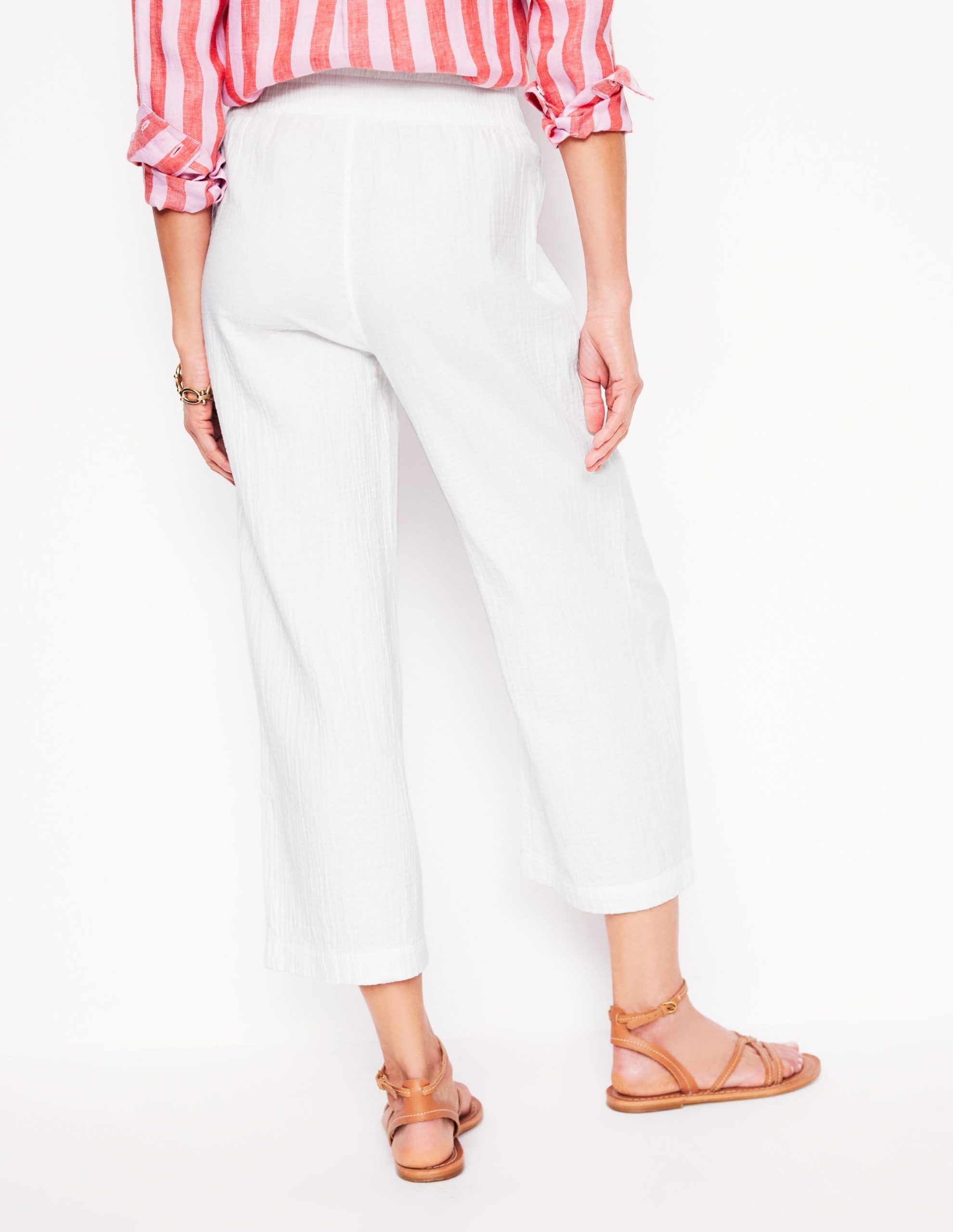 Cropped Double Cloth Pants-White - Image 4