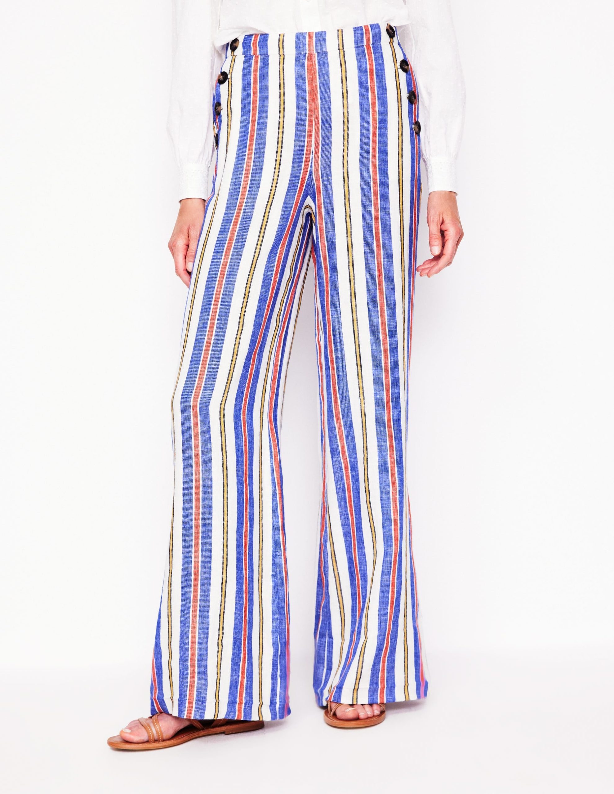 Greenwich Sailor Pants-Bright Blue and Brown Stripe - Image 6