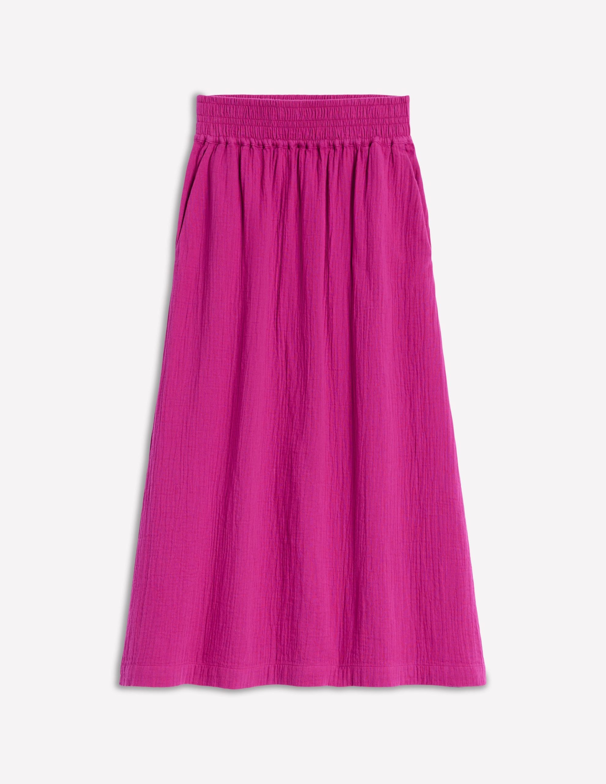 Double Cloth Smocked Skirt-Fuchsia - Image 5