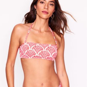 Milos Smocked Bikini Top-Jam Red. Blossomy