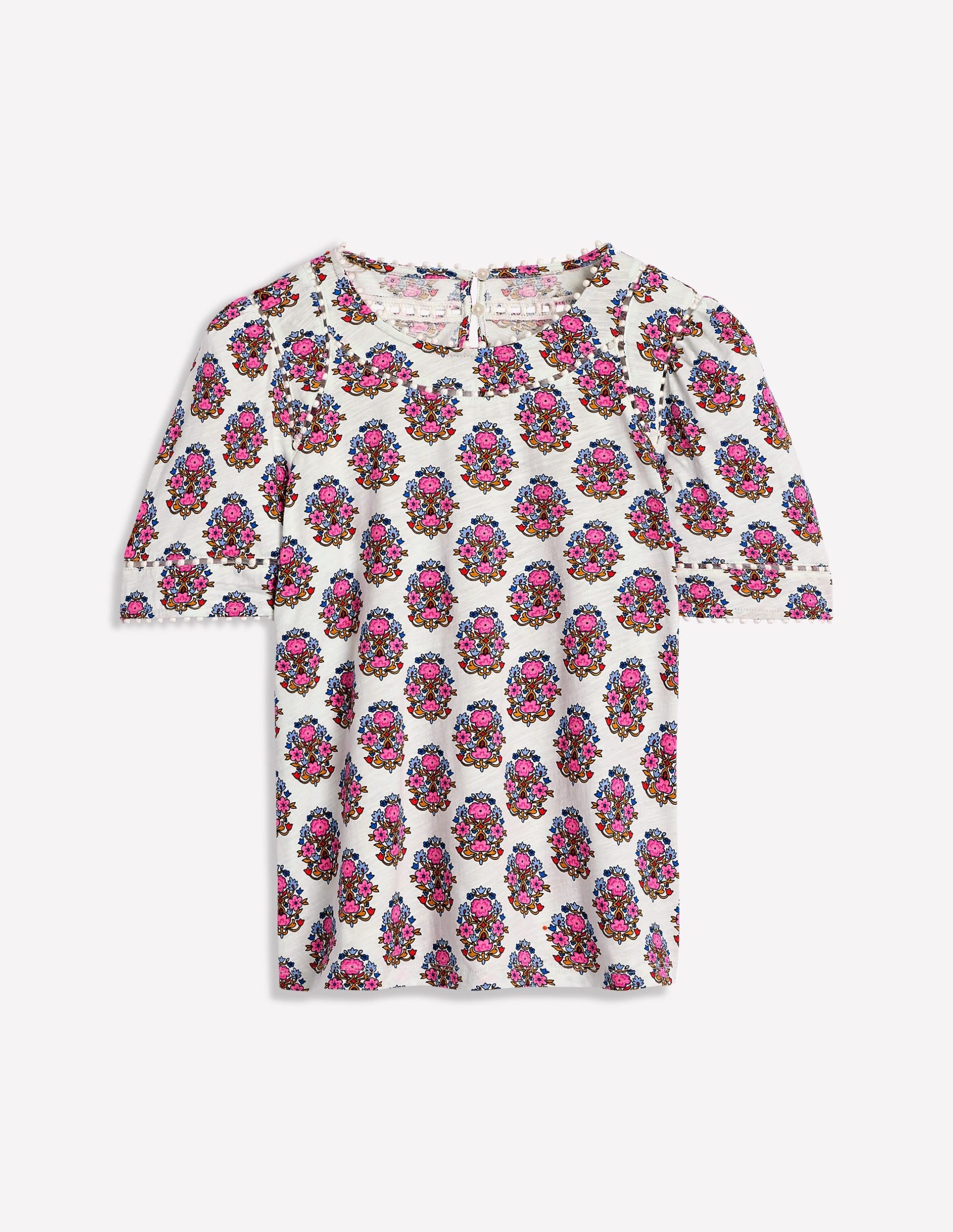 Mila Trim Detail Top-Ivory. Wildflower Stamp - Image 5