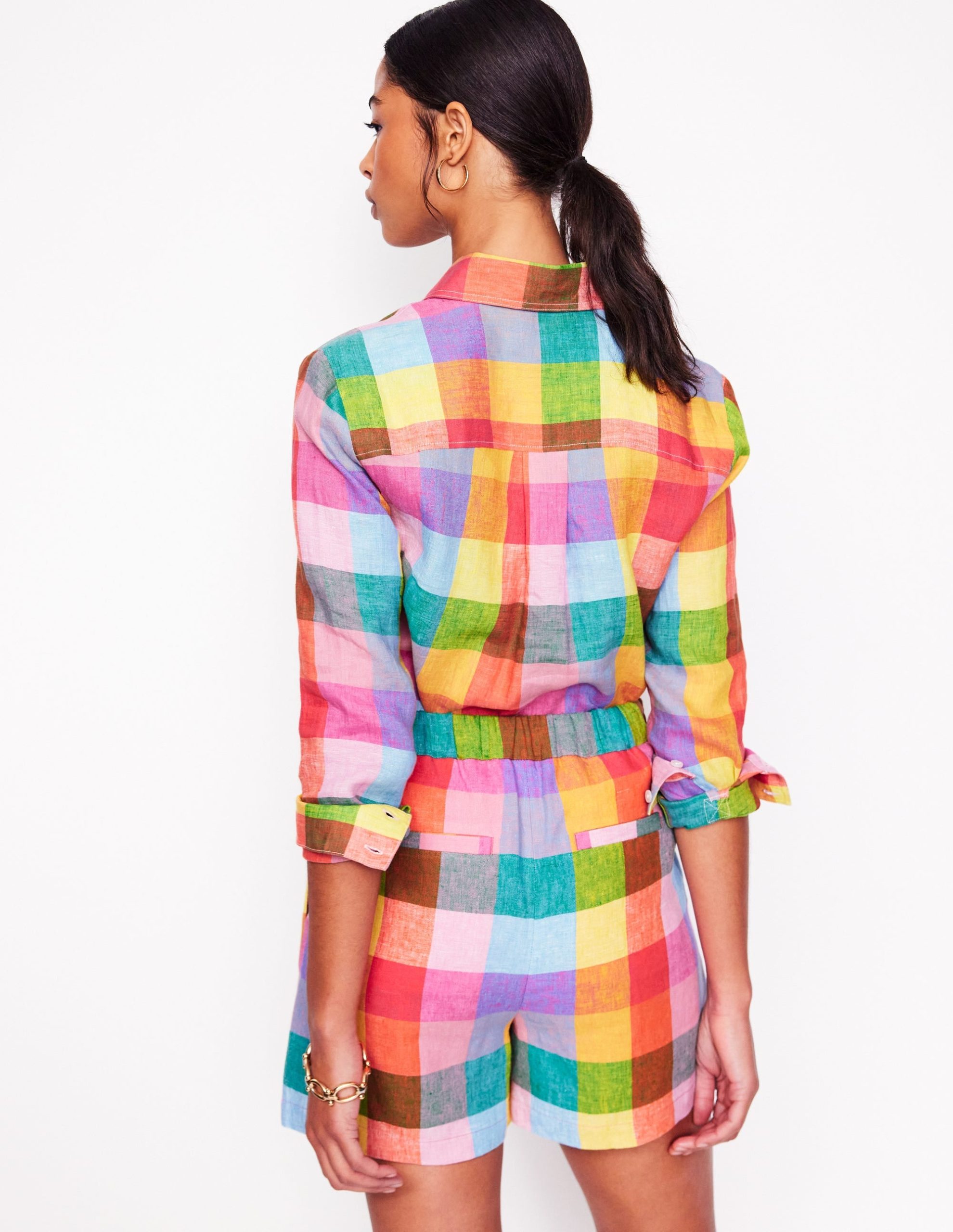 Sienna Linen Shirt-Rainbow Multi Gingham - Image 5