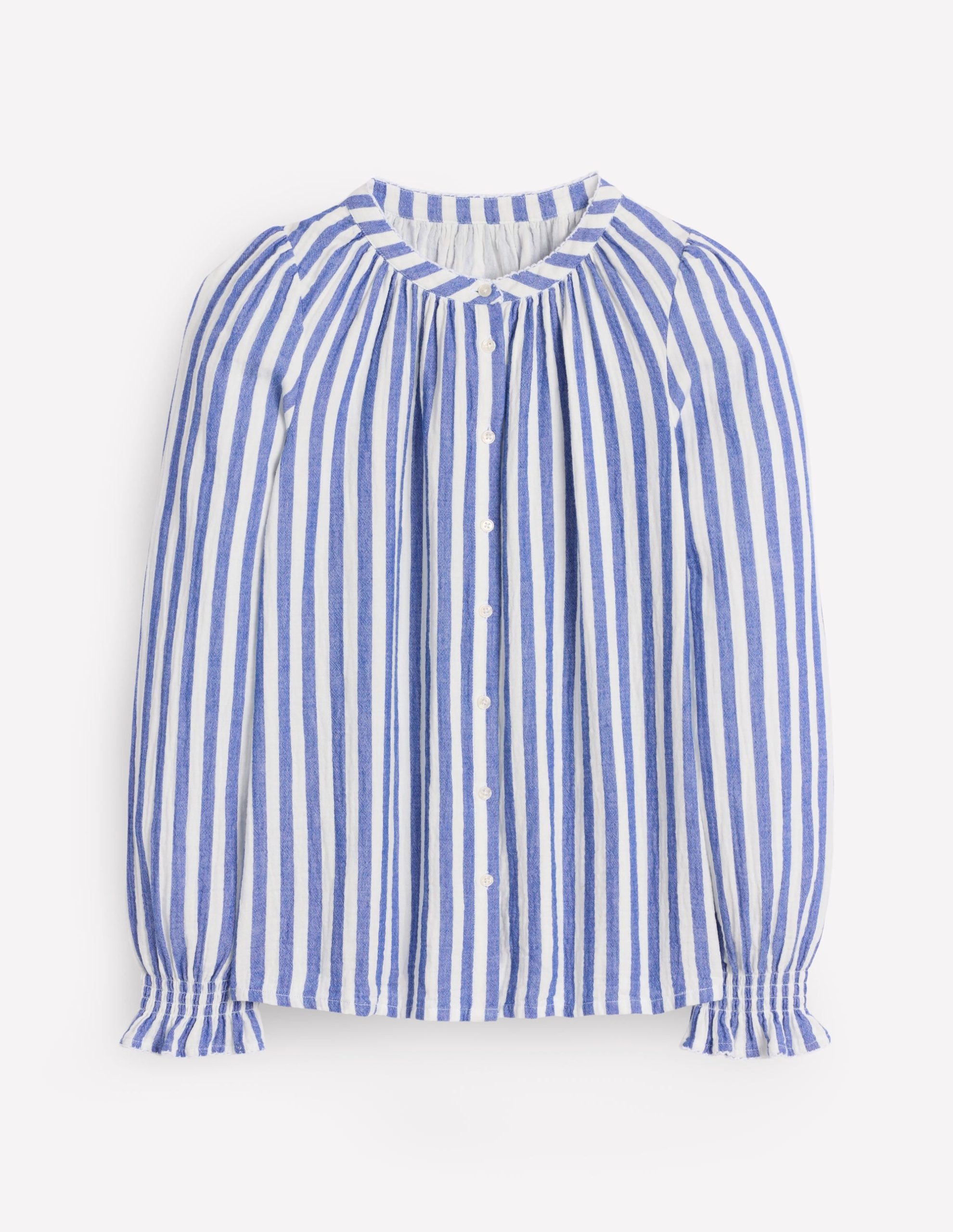 Evie Double Cloth Top-Bright Blue Stripe - Image 7