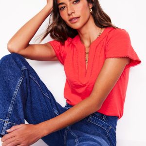 Ava Short Sleeve Top-Jam Red