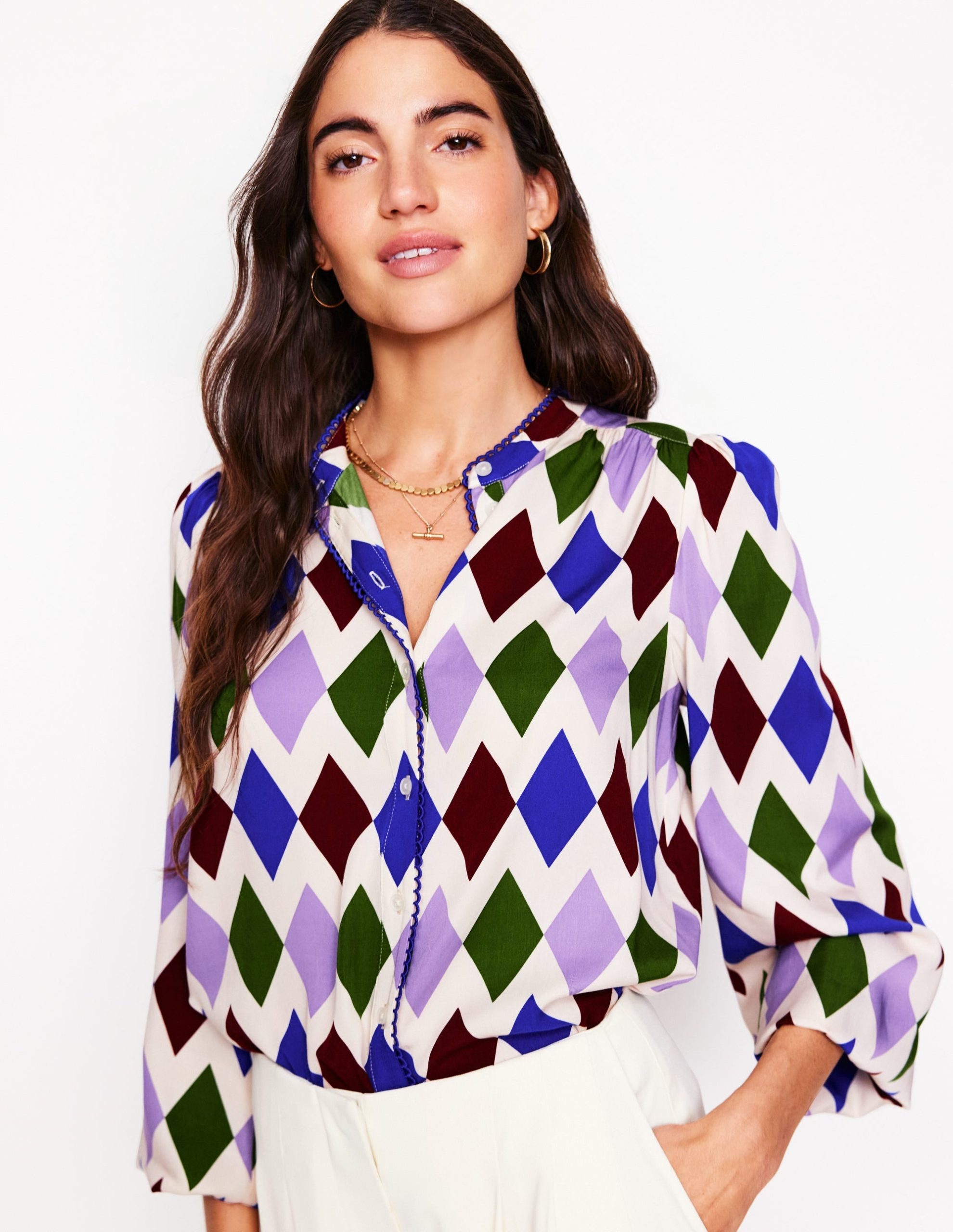 Ara Long Sleeve Top-Multi. Diamond Stripe - Image 7
