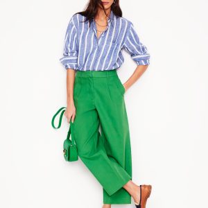 Sadie Relaxed Linen Shirt-Bright Blue Woven Breton