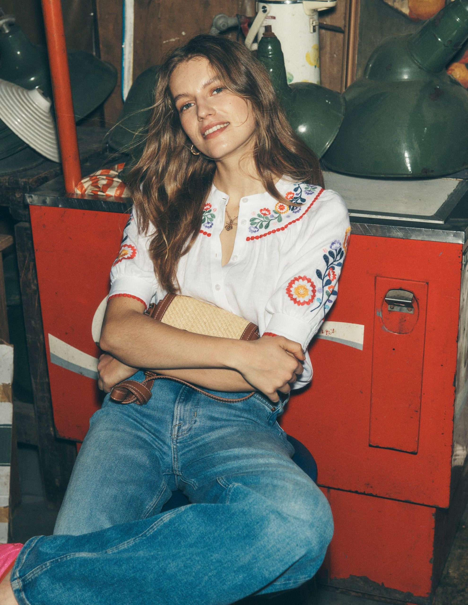 Bea Linen Top-White. Embroidery - Image 5