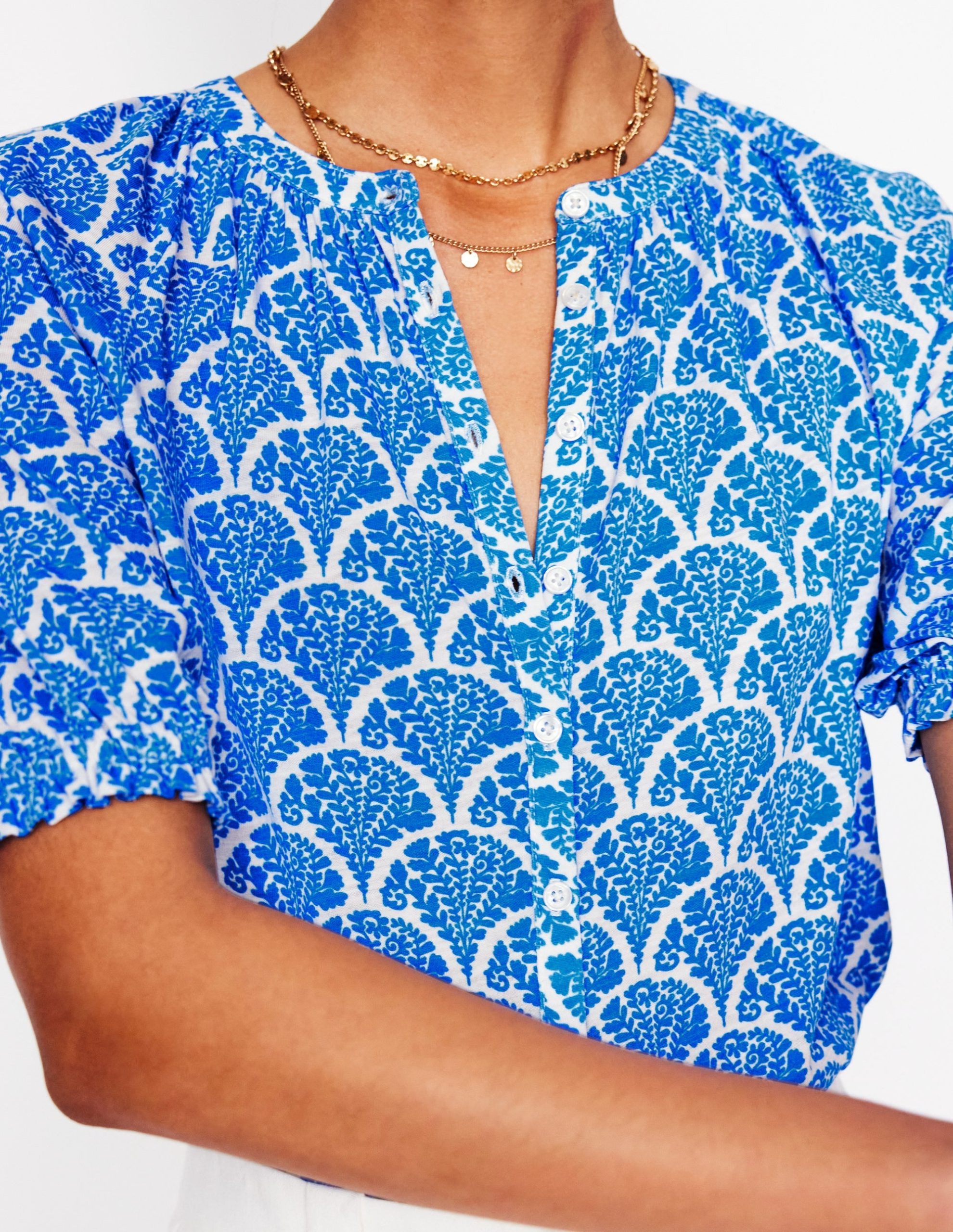 Isla Jersey Shirt-Cerulean Blue. Blossomy - Image 4