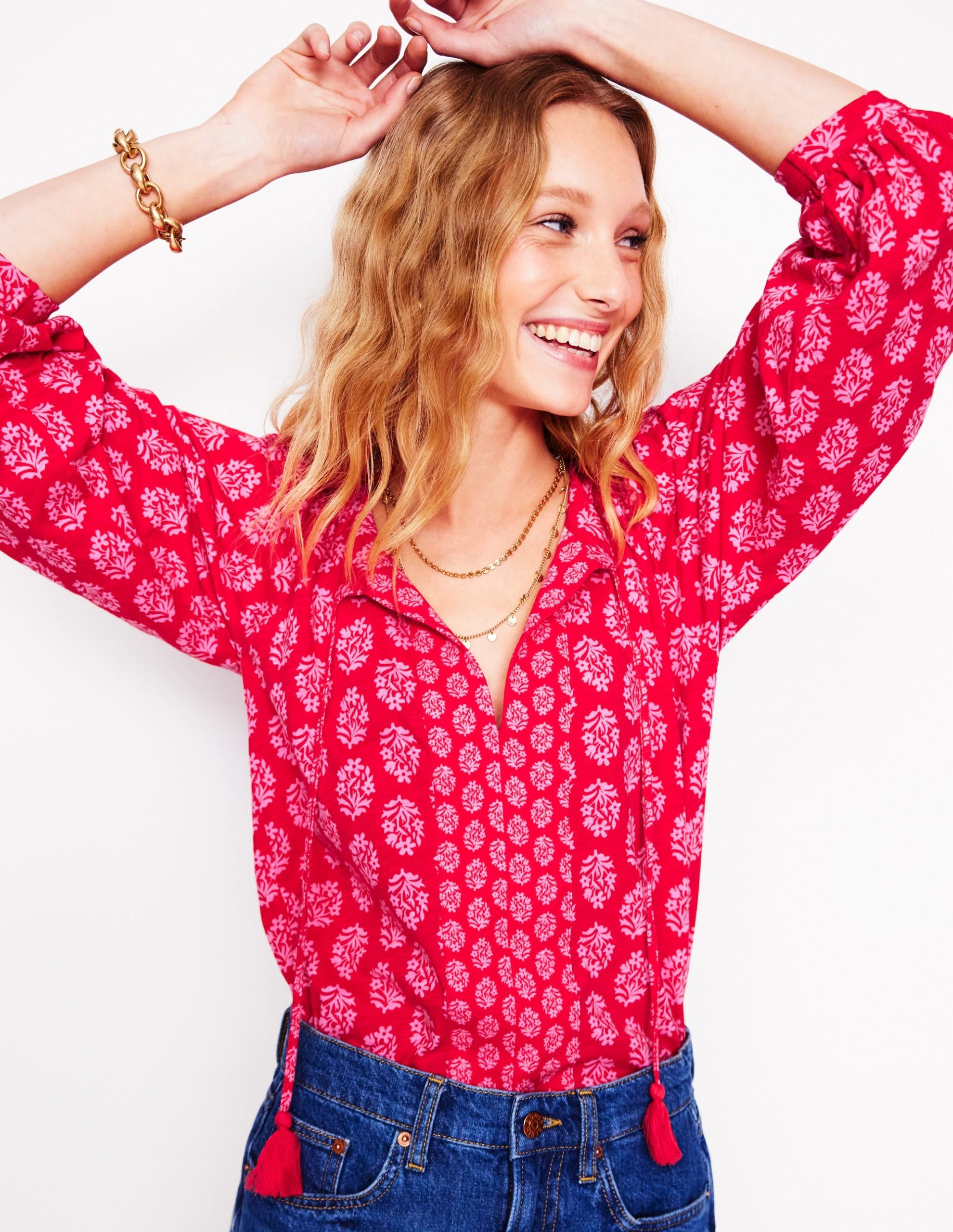 Blouson Sleeve Raglan Top-Posy Stamp - Image 3