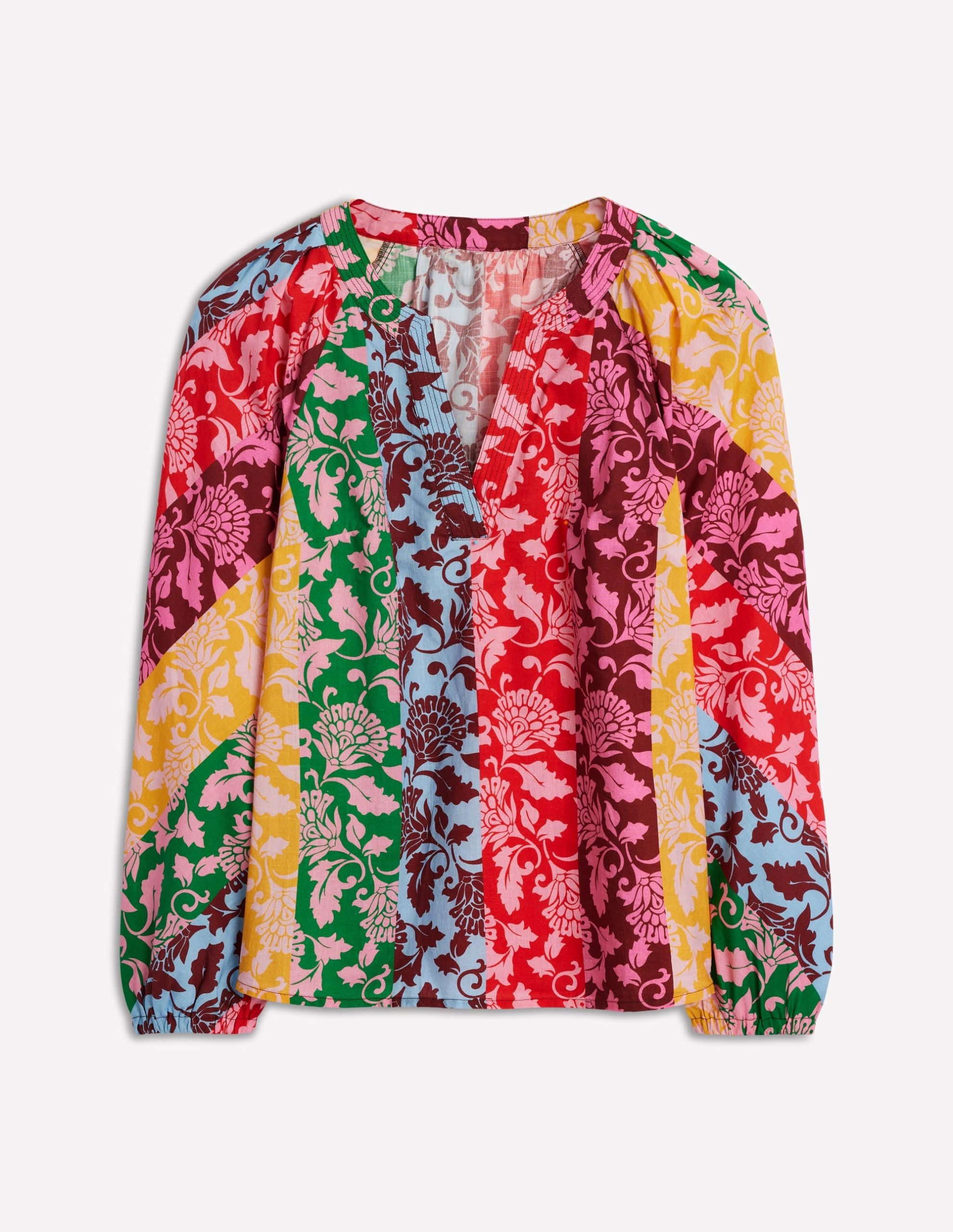 Long Sleeve Notch Top-Multi. Ornate Vine - Image 7