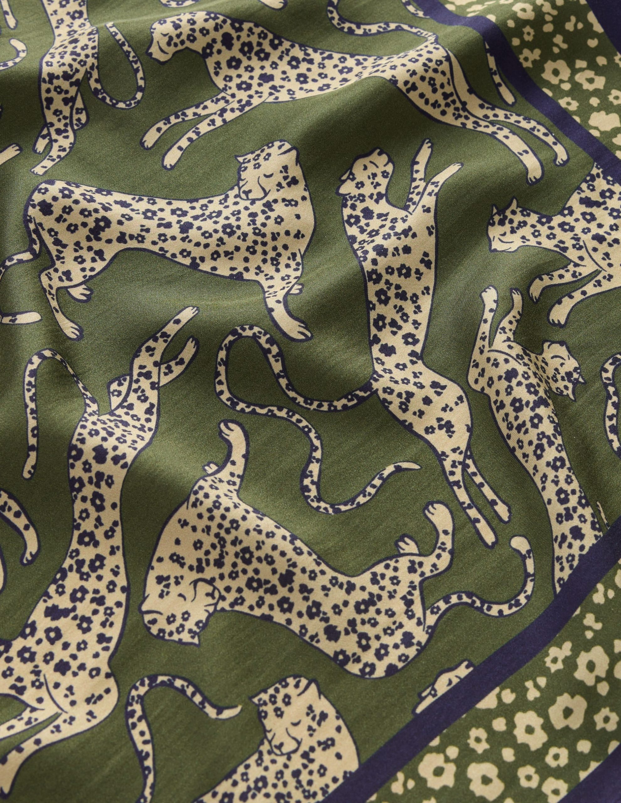 Silk Square Scarf-Leaping Leopard - Image 3