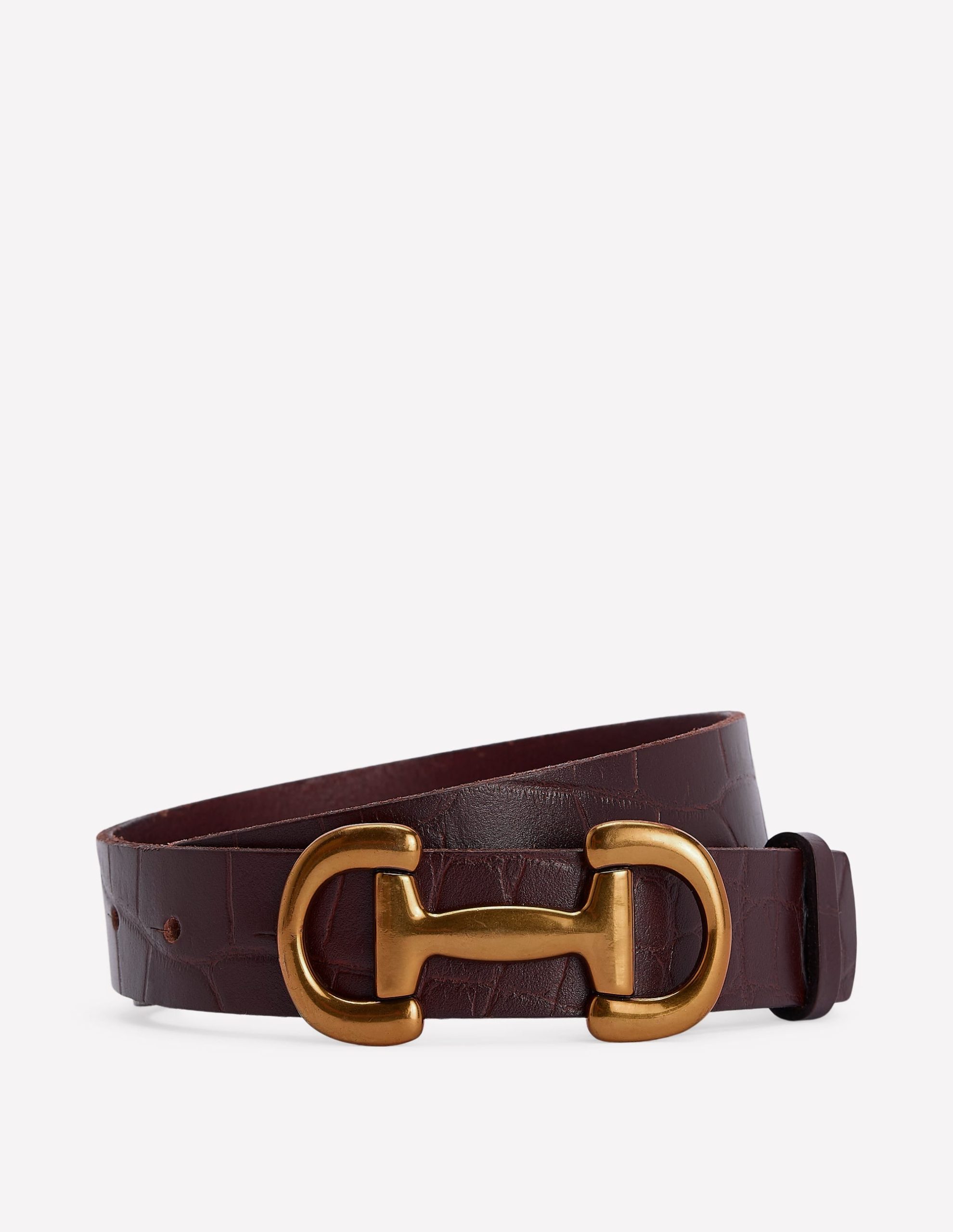 Iris Snaffle-Trim Leather Belt-Croc - Image 2