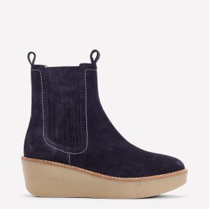 Wedge Ankle Boots-Navy