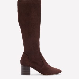 Stretch Knee Heel Boots-Chocolate
