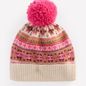 Edie Fair Isle Beanie-Pink