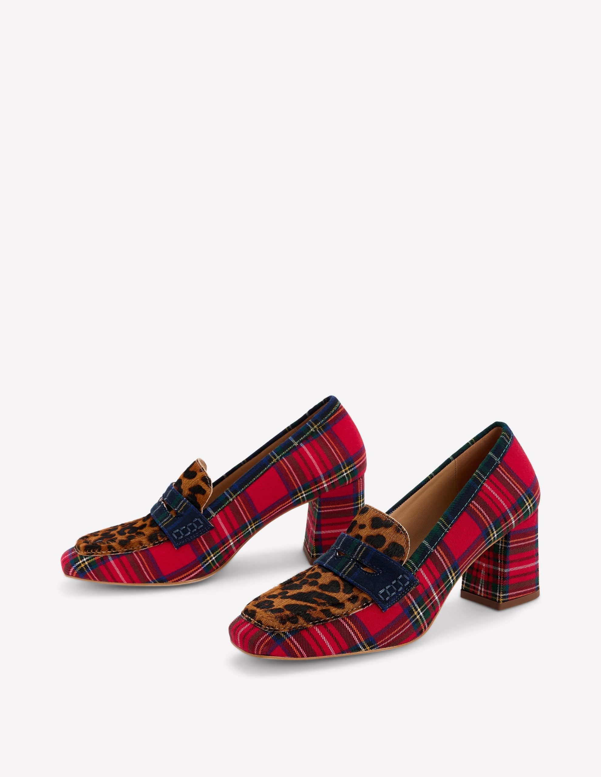 Sol Block Heeled Penny Loafers-Tartan Check - Image 4