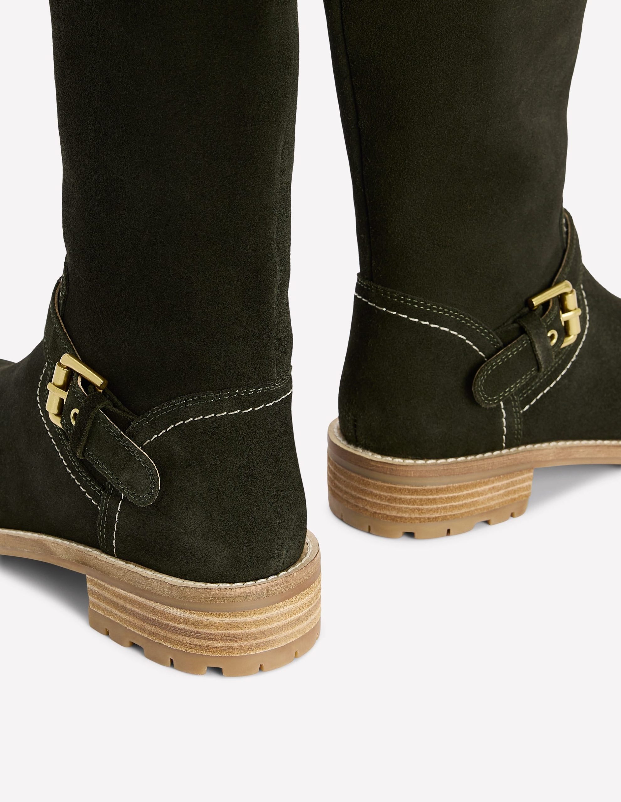 Buckle Knee High Boots-Woodland Green - Image 4