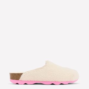 Contrast Sole Mule Slippers-Natural