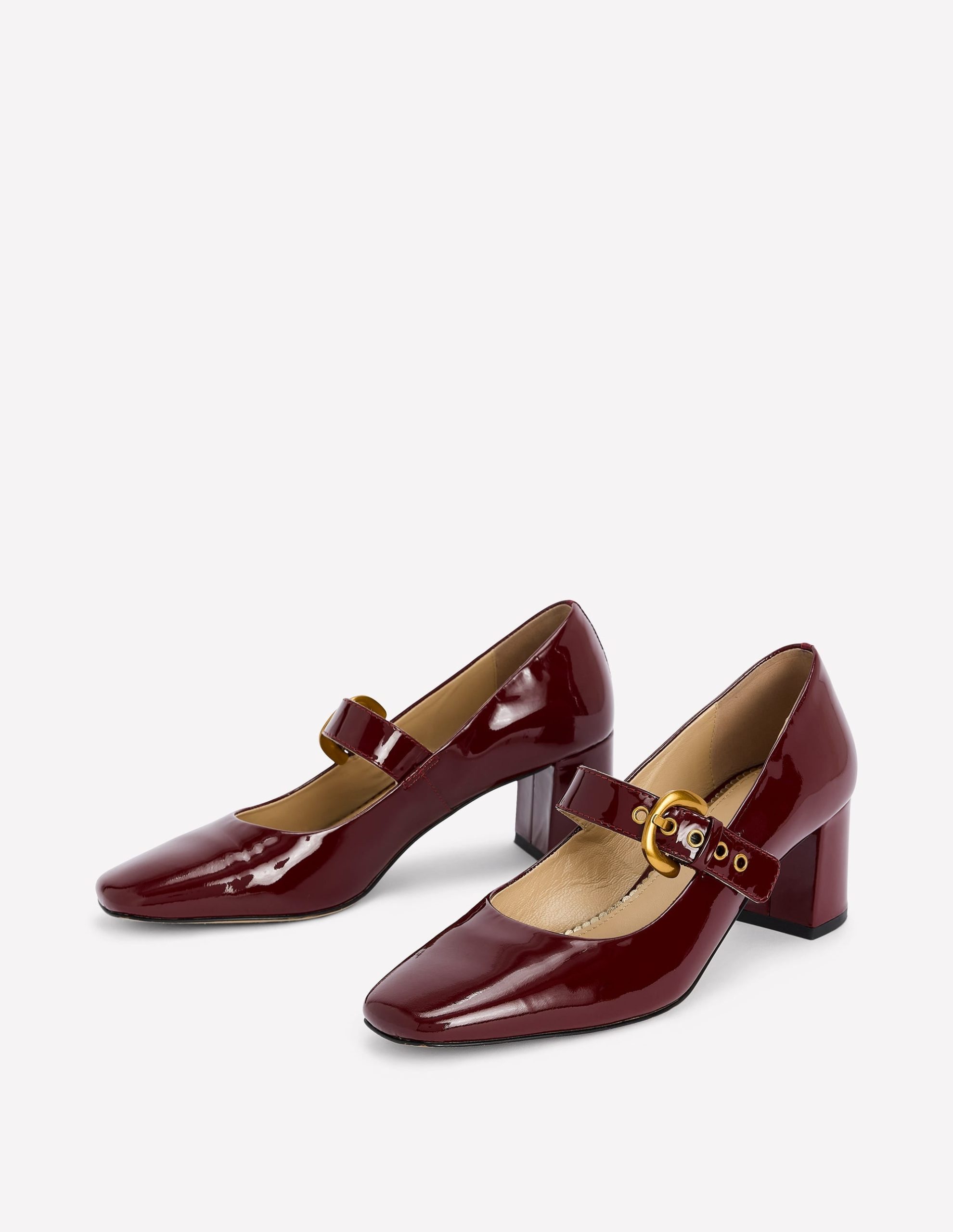 Heeled Buckle Mary Janes-Oxblood - Image 3