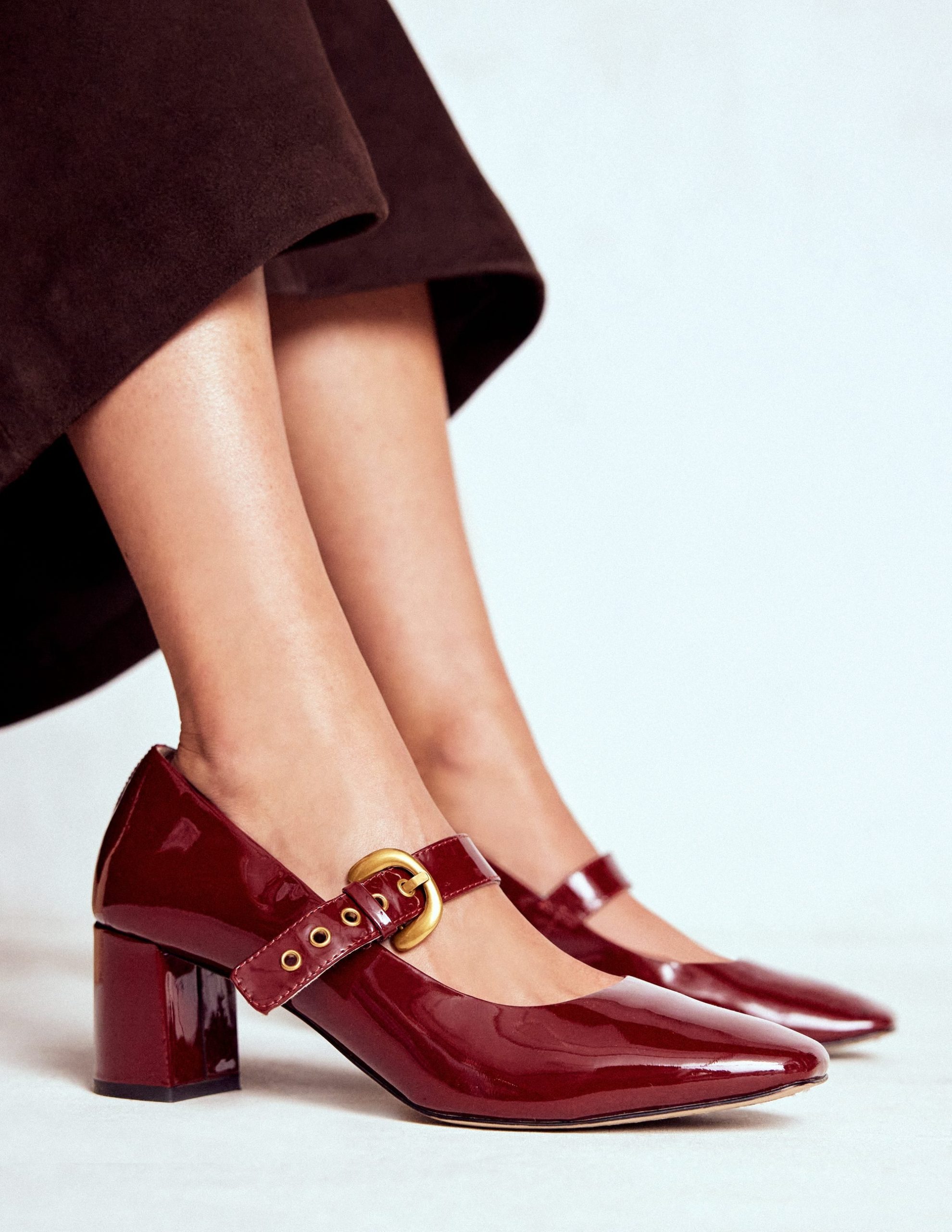 Heeled Buckle Mary Janes-Oxblood - Image 2