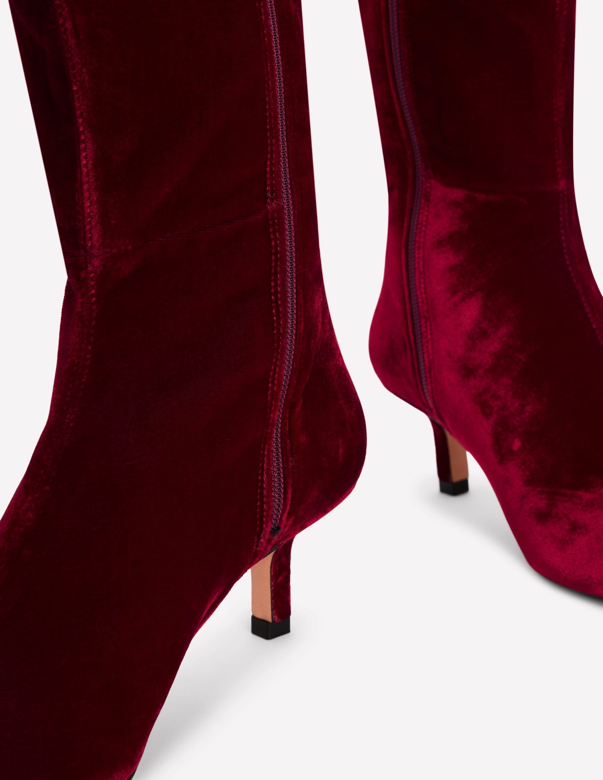 Kitten Heel Knee High Boots-Ruby Red - Image 5