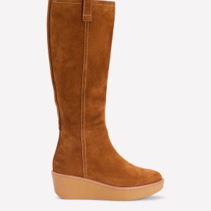 Knee High Wedge Boots-Tan