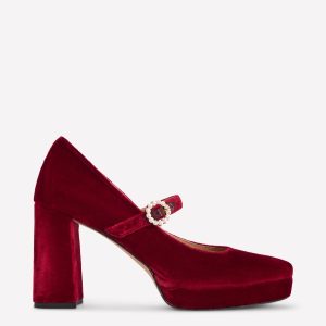 Platform Mary Janes-Ruby Red