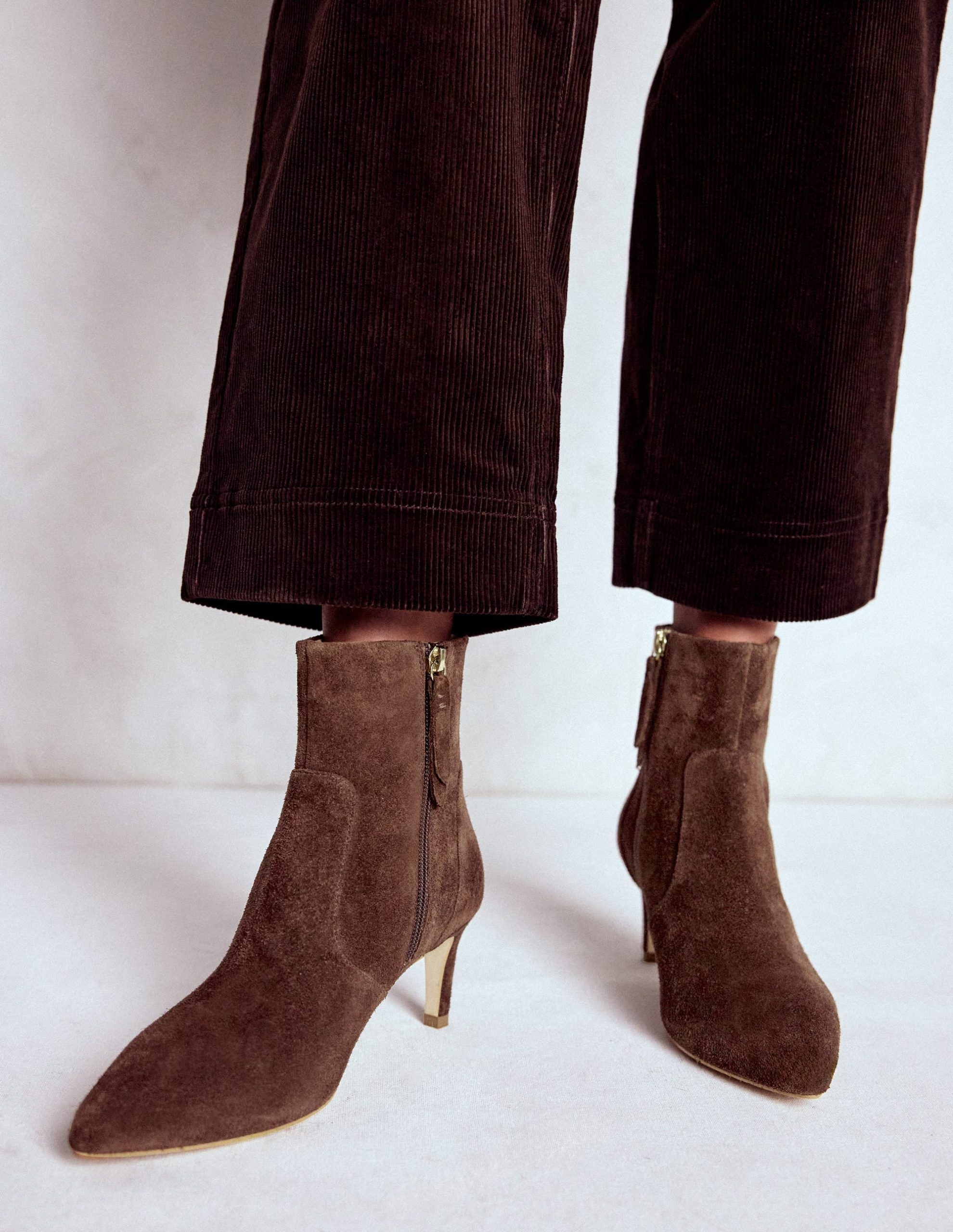 Mid Heel Ankle Boots-Bitter Chocolate - Image 2