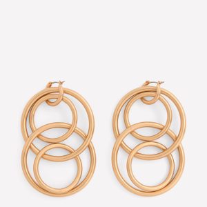 Multi Ring Drop Earrings-Gold Colour