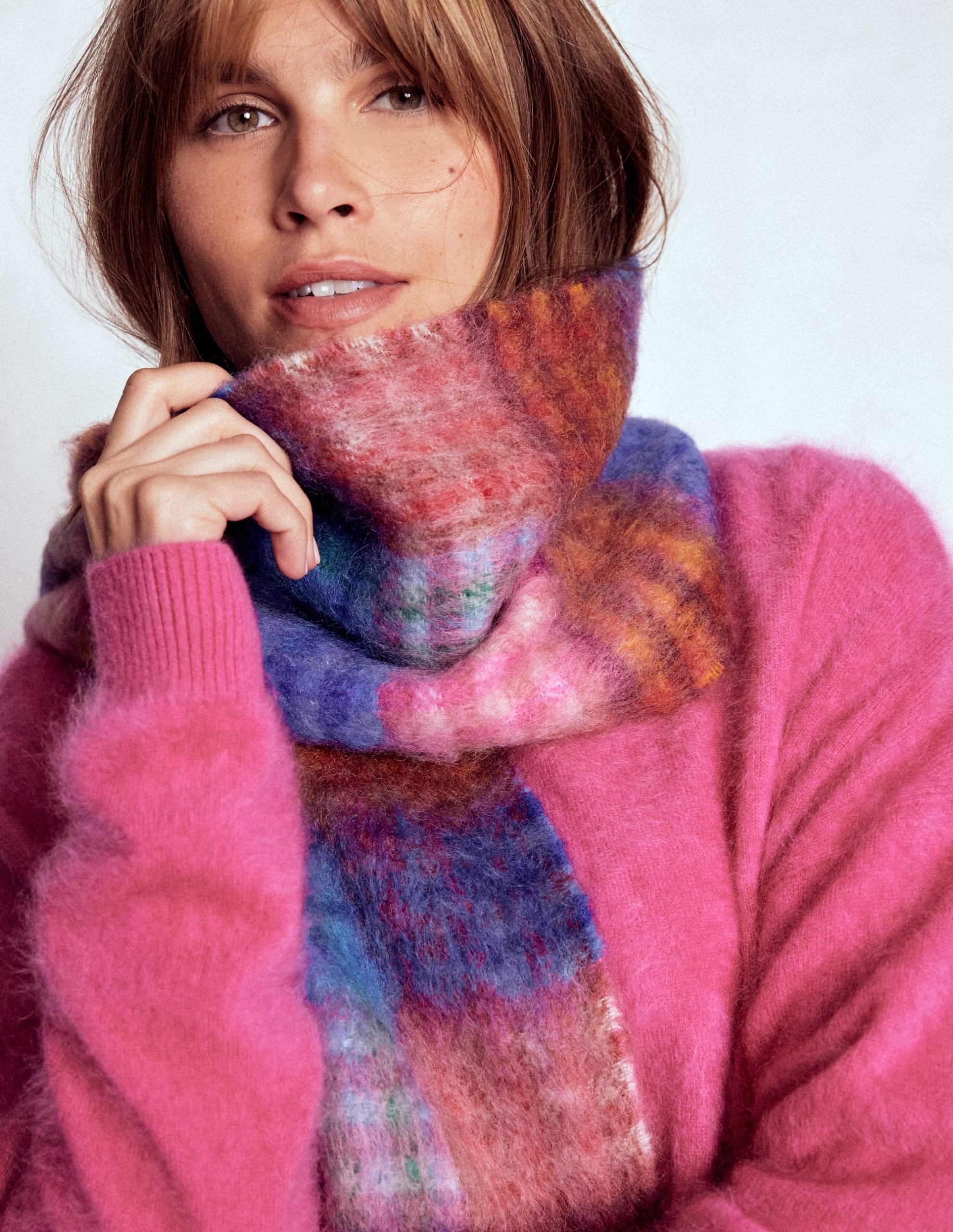 Mohair Woven Scarf-Multi Check - Image 2