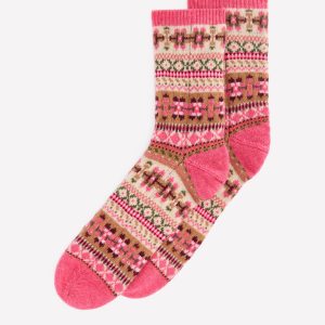 Fair Isle Socks-Pink