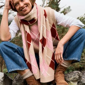 Argyle Scarf-Burgundy