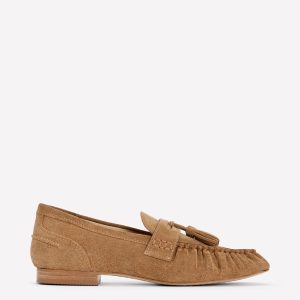 Soft Ruched Loafers-Caramel