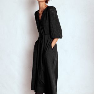 Eden Broderie Jersey Dress-Black