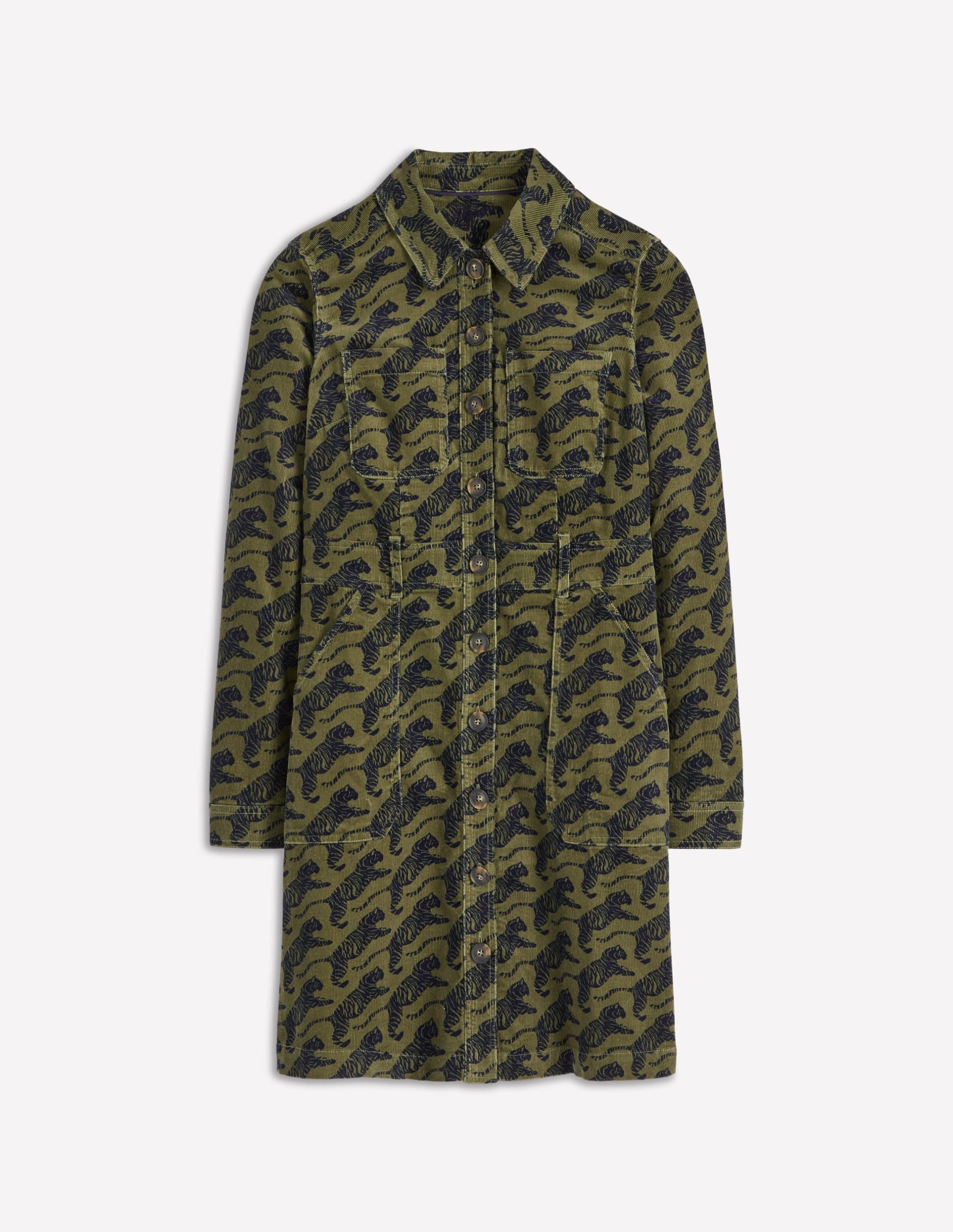 Amanda Cord Short Dress-Woodland Green. Leaping Tiger - Image 5