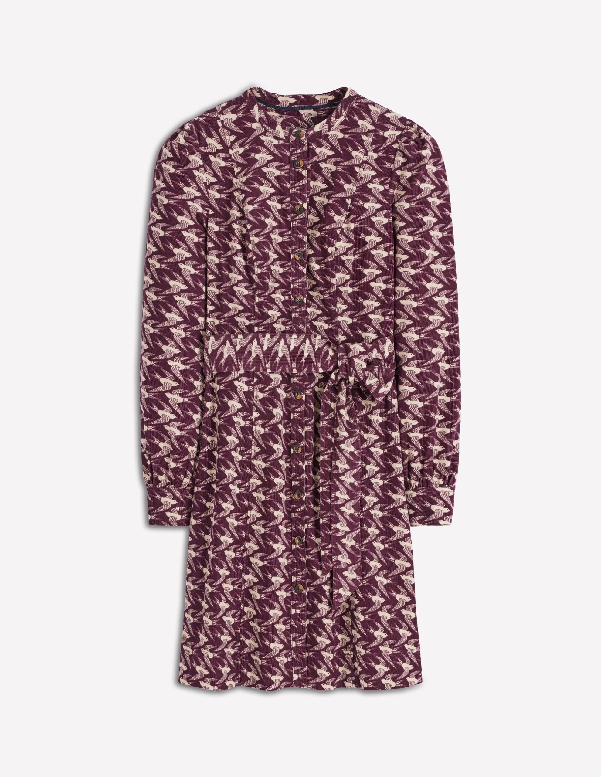 Bre Cord Short Dress-Dark Cherry. Swooping Swallow - Image 5