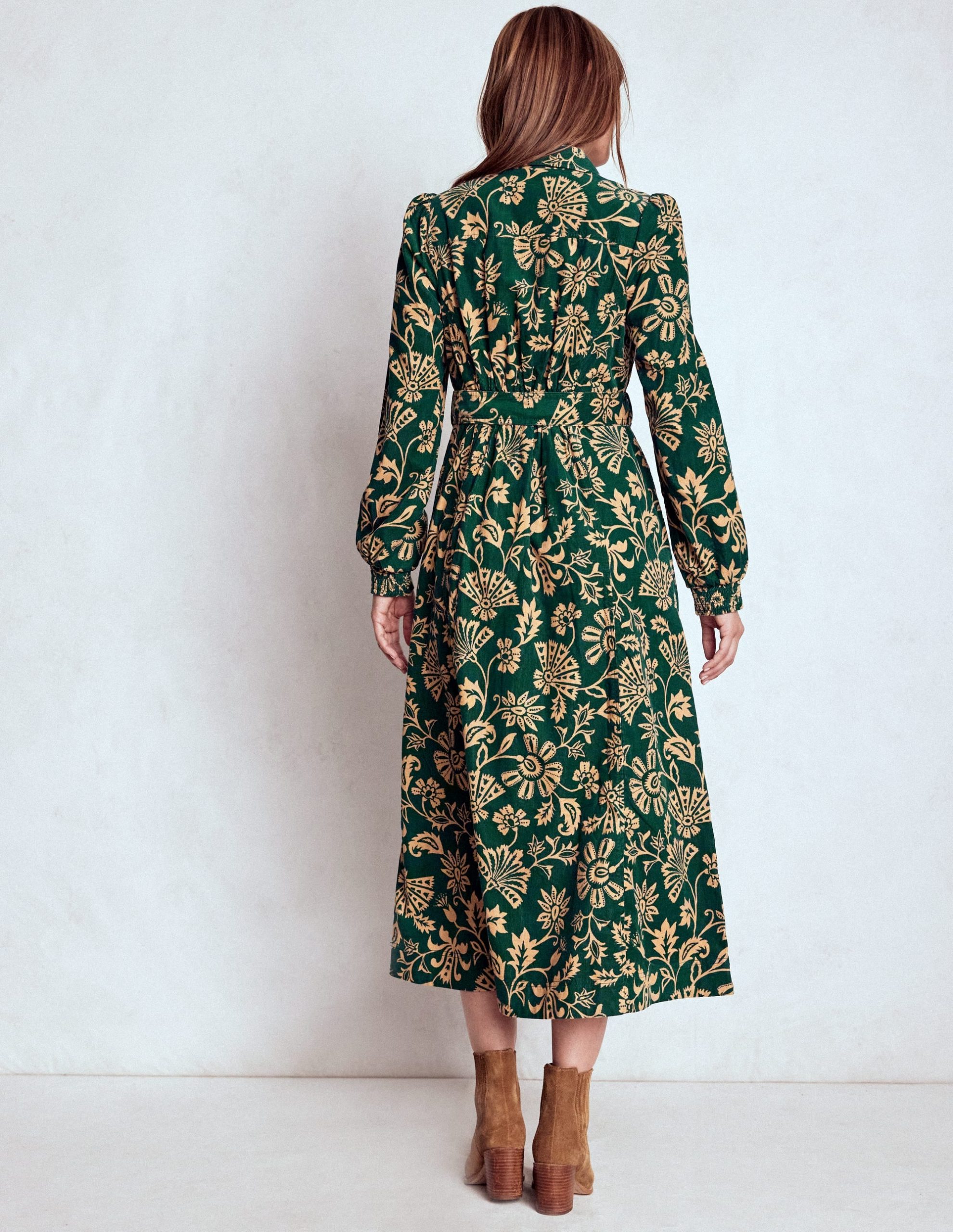 Adelaide Zip Cord Midi Dress-Emerald Night. Elaborate Vine - Image 4