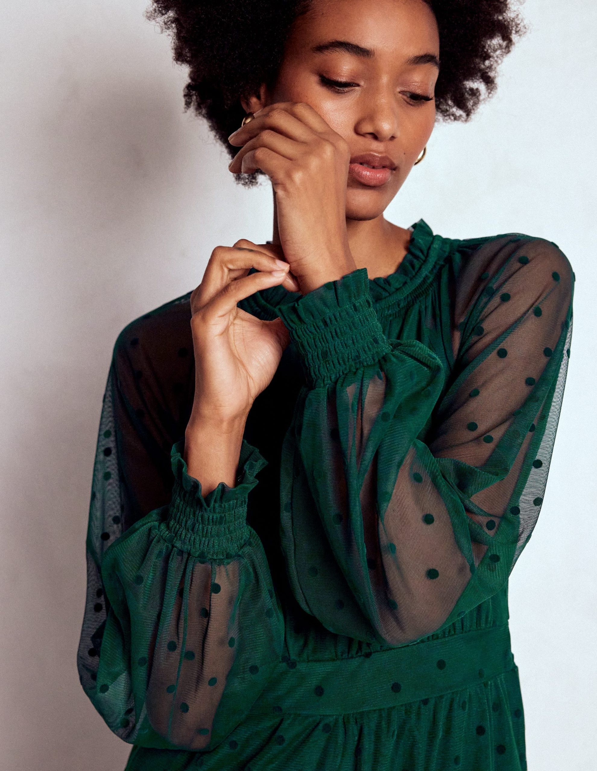 Lucille Tulle Midi Dress-Emerald Night - Image 2