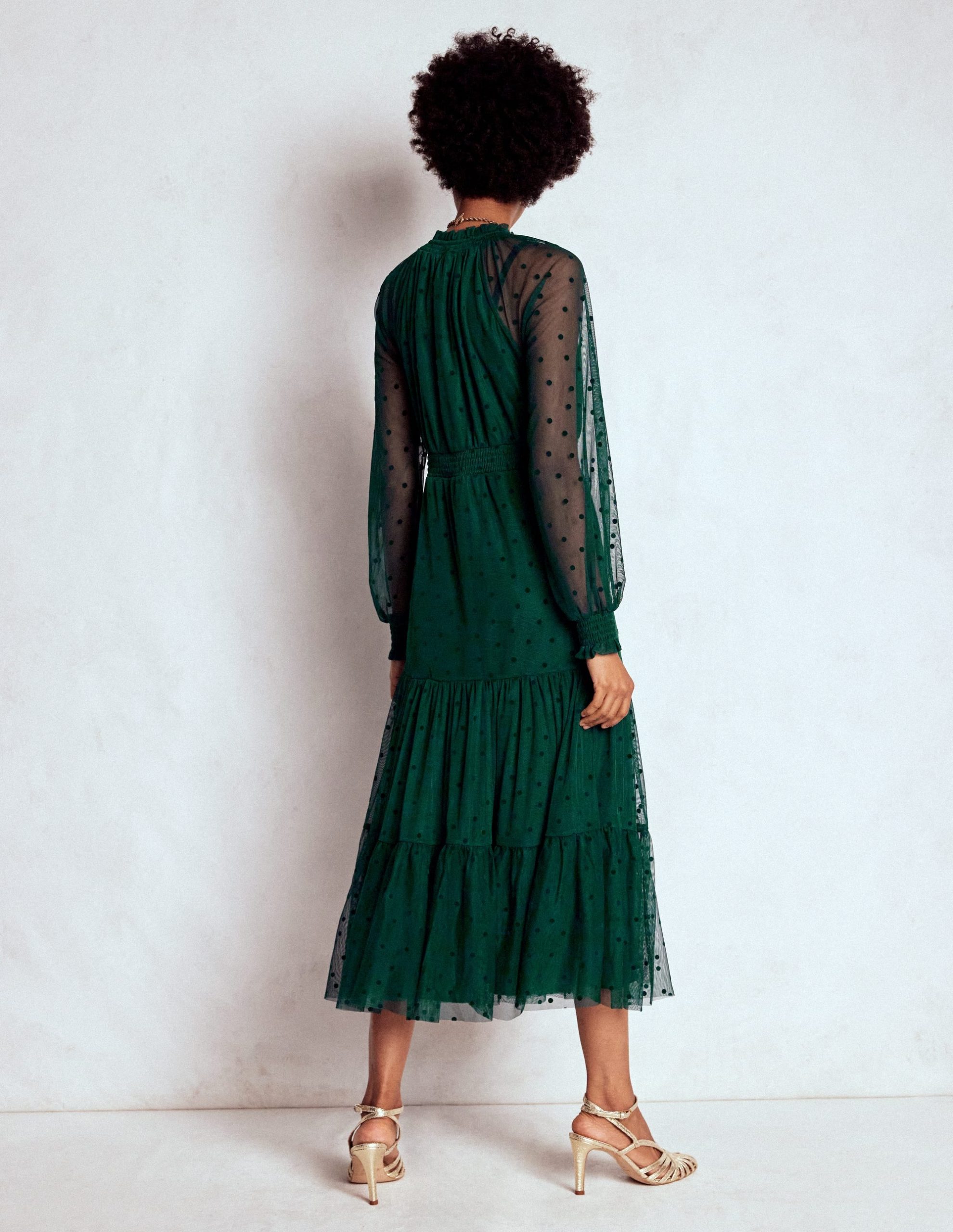 Lucille Tulle Midi Dress-Emerald Night - Image 3