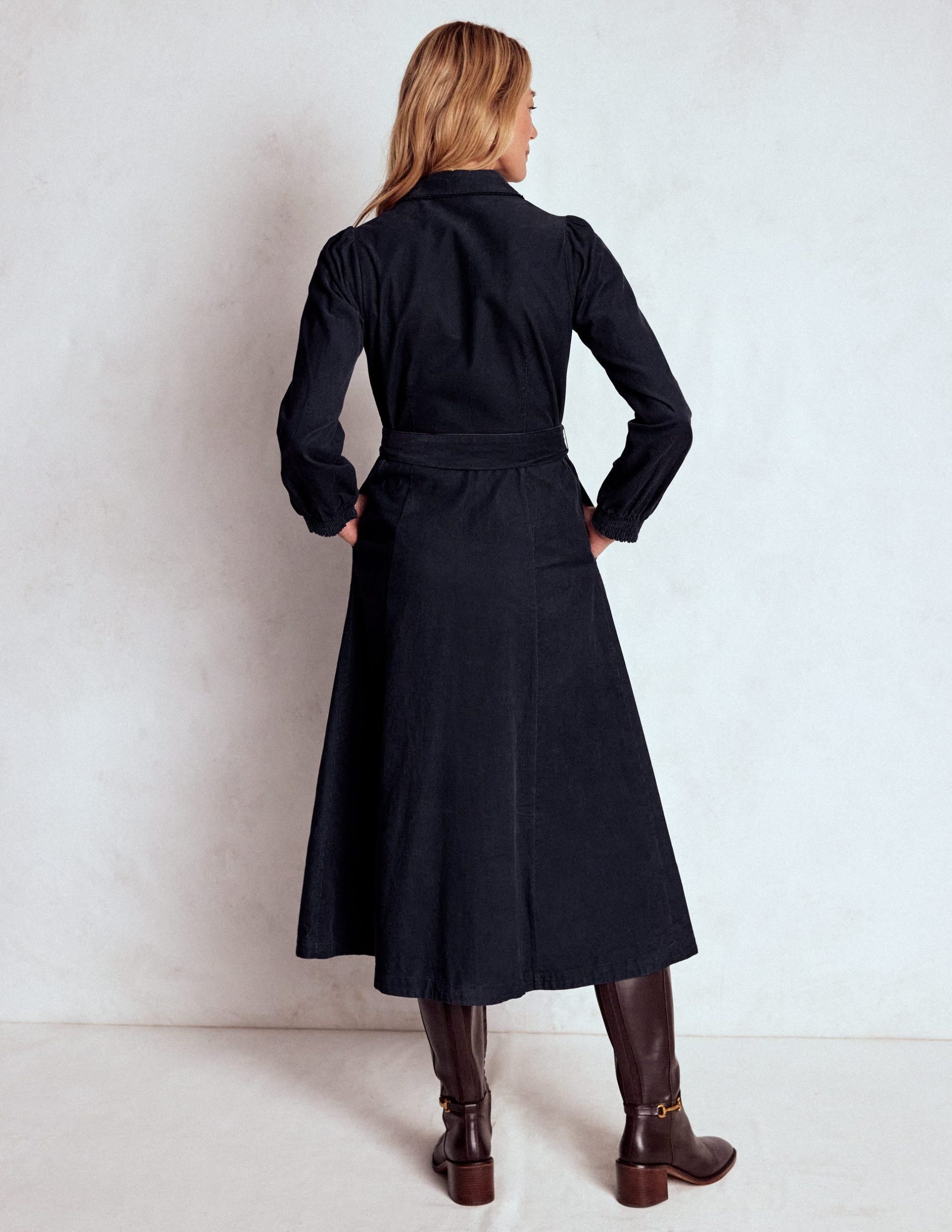 Clara Cord Midi Dress-Midnight Blue - Image 4